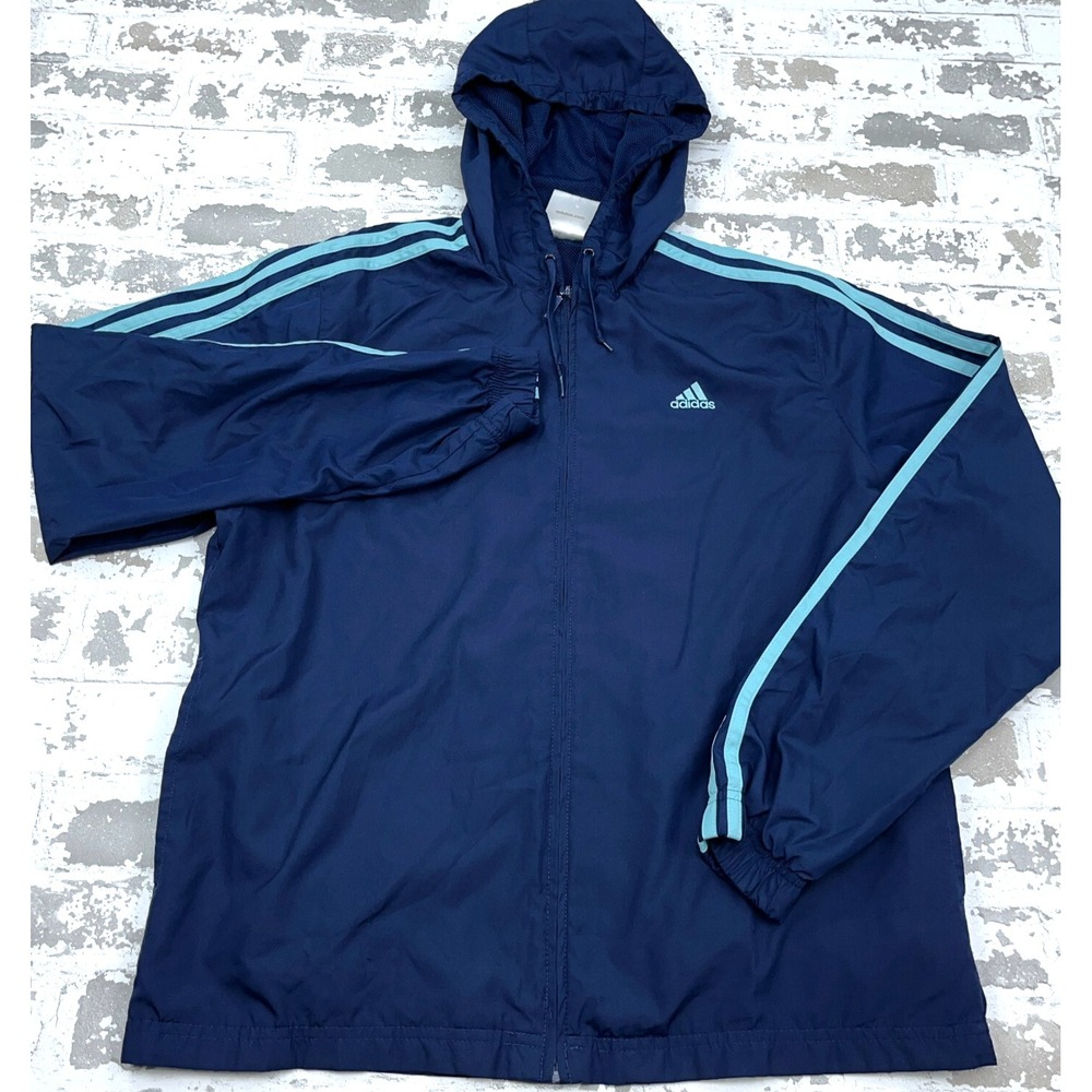 Adidasā Jacket Women Medium Blue Windbreaker Track Suit Warm Up Lightweight Zip